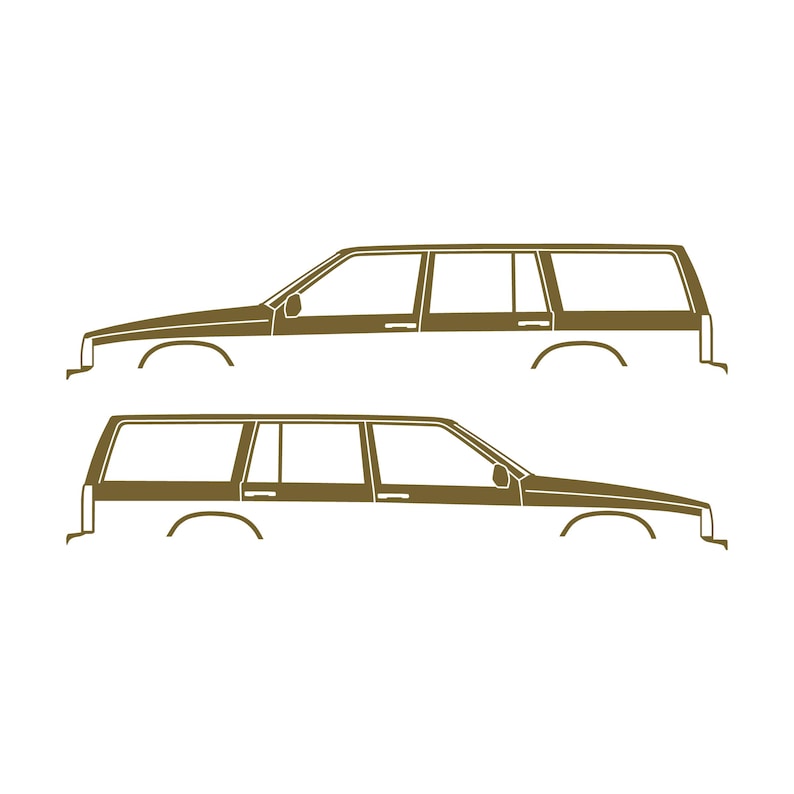 Zestaw 2 naklejek z sylwetkami samochodów do Volvo 745 Wagon Złoto