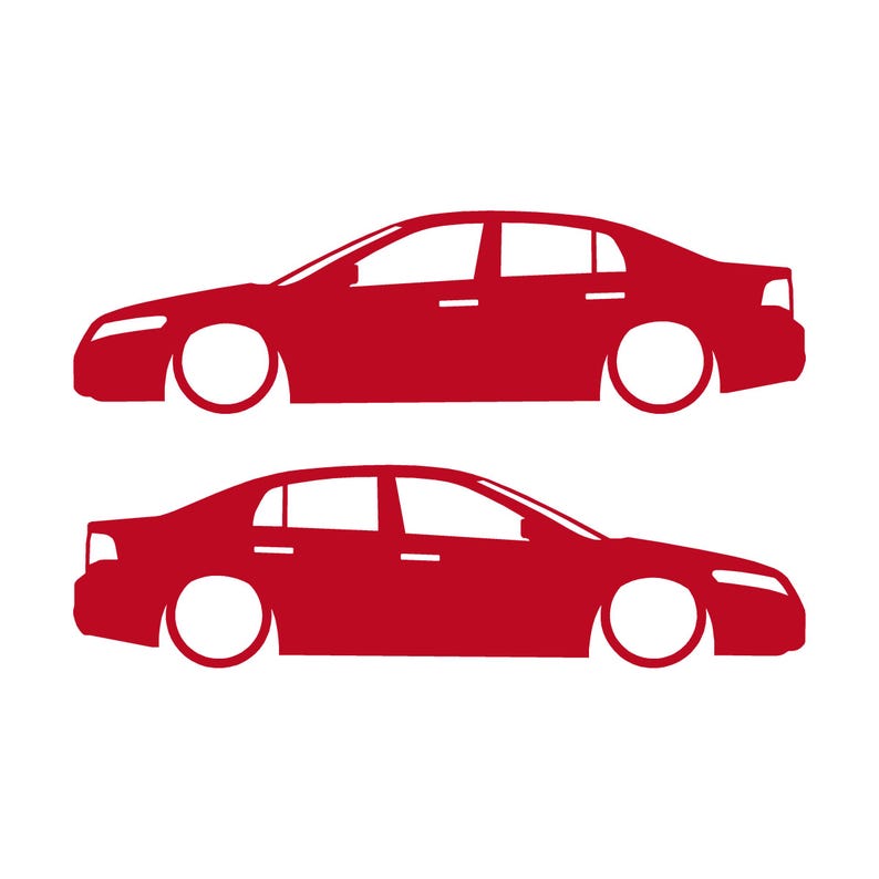 Set Of 2 Lowered Car Silhouette Decal Stickers For Acura TL UA6 2004-08 3rd Gen Sedan Red
