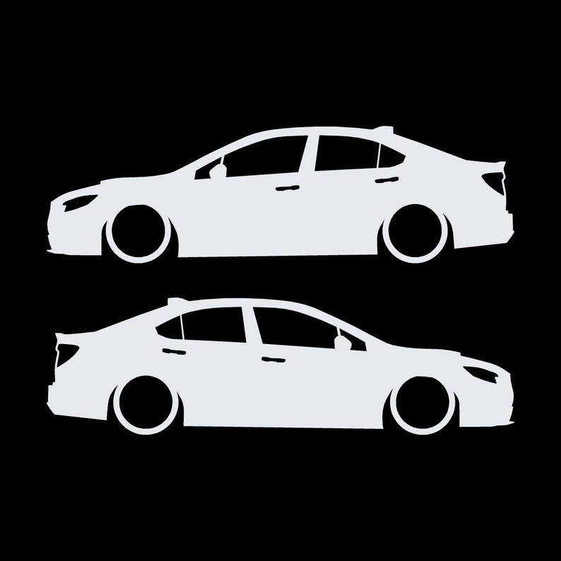 Juego de 2 pegatinas con silueta de coche rebajado para Subaru WRX VB 2022 Blanco