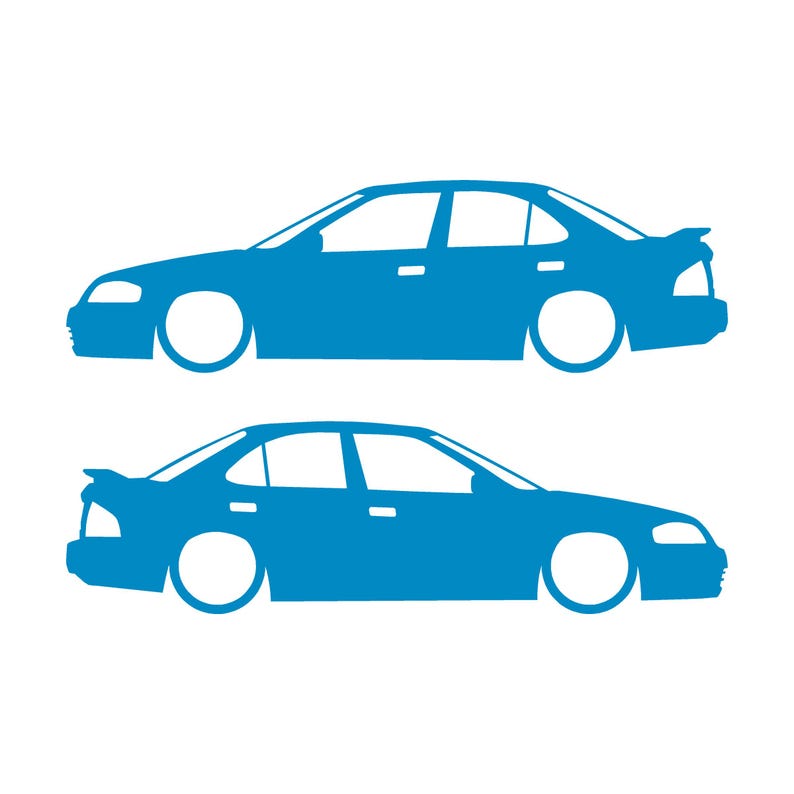 Juego de 2 pegatinas con silueta de coche para Nissan Sentra SE-R B15 Light Blue