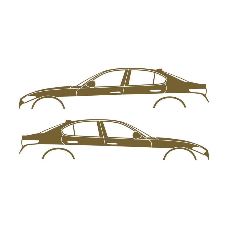 Set Of 2 Lowered Car Silhouette Decal Stickers For Alfa Romeo Giulia 952 2016 Gold