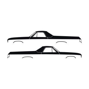 Set Of 2 Car Silhouette Decal Stickers For 1974 Chevrolet El Camino 4th Gen Black
