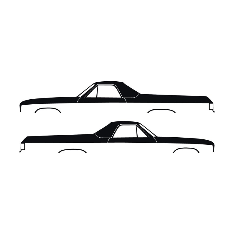 Set Of 2 Car Silhouette Decal Stickers For 1974 Chevrolet El Camino 4th Gen Black