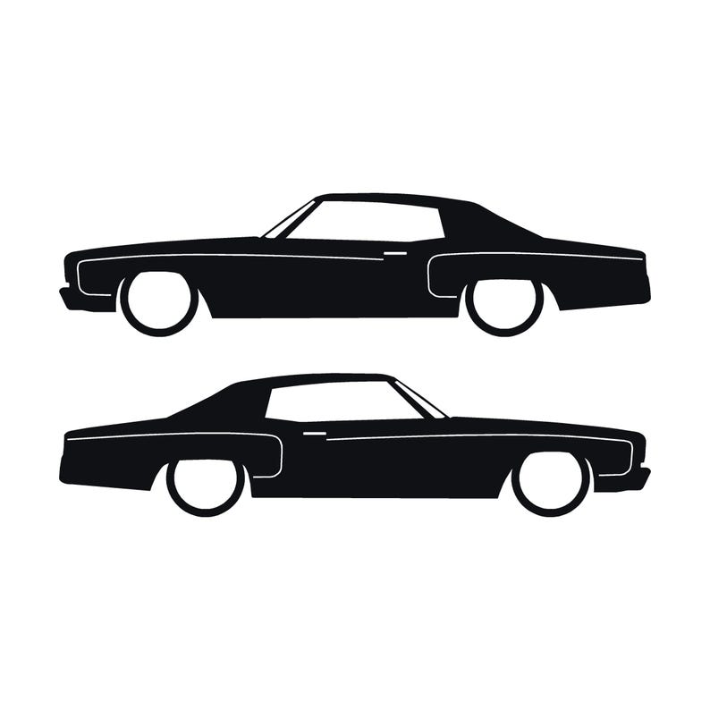 Set Of 2 Car Silhouette Decal Stickers For Chevrolet Monte Carlo 3rd Gen Black
