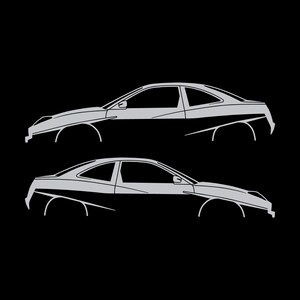Set Of 2 Lowered Car Silhouette Decal Stickers For Fiat Coupe Silver
