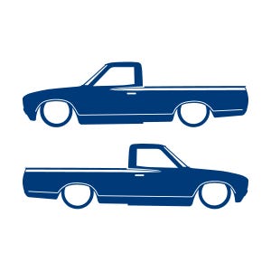 Set Of 2 Lowered Truck Silhouette Decal Stickers For Datsun 620 Single Cab Pickup Blue