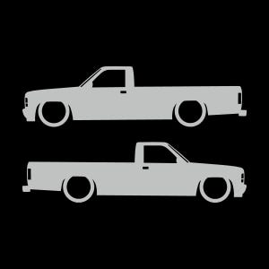 Set med 2 lastbilssilhuettdekaler för Dodge Dakota 1:a generationens single cab pickup Light Grey