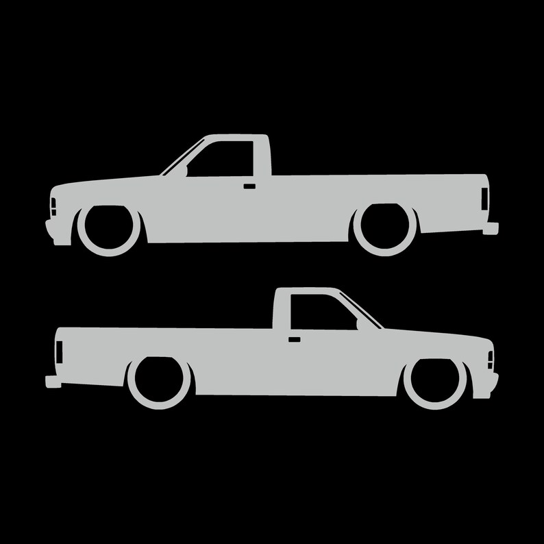 Set med 2 lastbilssilhuettdekaler för Dodge Dakota 1:a generationens single cab pickup Light Grey