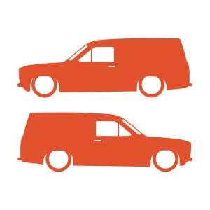 Set Of 2 Lowered Van Silhouette Decal Stickers For Ford Escort Mk1 Orange