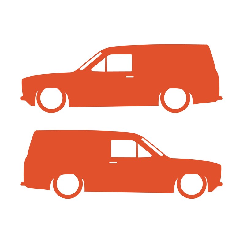 Set Of 2 Lowered Van Silhouette Decal Stickers For Ford Escort Mk1 Orange
