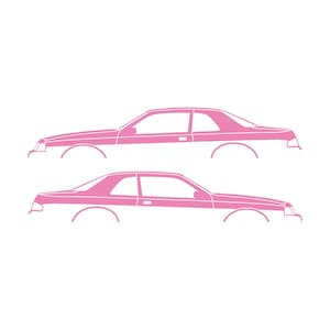 Set Of 2 Car Silhouette Decal Stickers For Ford Thunderbird 9th Gen Soft Pink