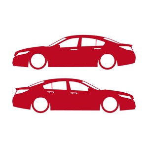 Set Of 2 Lowered Car Silhouette Decal Stickers For Acura TL 4th Gen UA8 2009-14 Red