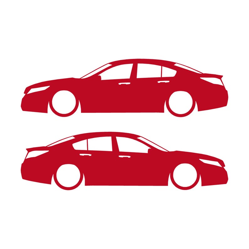 Set Of 2 Lowered Car Silhouette Decal Stickers For Acura TL 4th Gen UA8 2009-14 Red