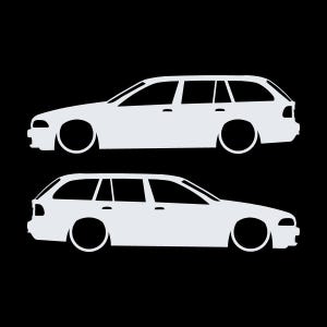 BMW E39 5シリーズ ツーリング用 車のシルエットデカールステッカー 2枚セット ホワイト