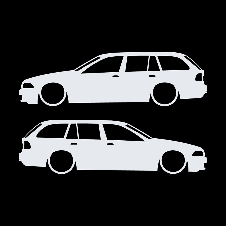 BMW E39 5シリーズ ツーリング用 車のシルエットデカールステッカー 2枚セット ホワイト