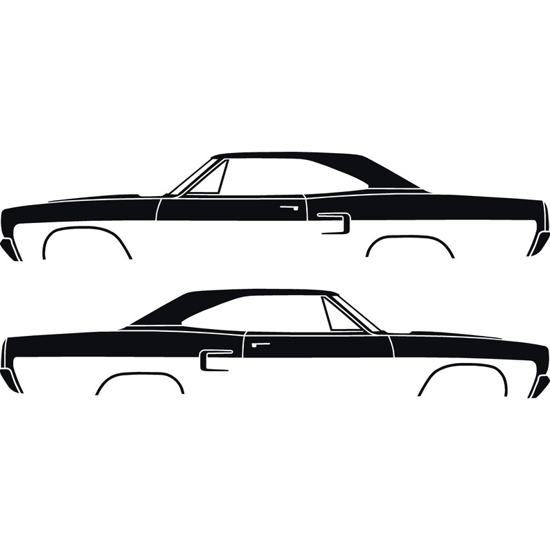 Set Of 2 Car Silhouette Decal Stickers For Classic Muscle For Plymouth Satellite 1973-74 Black