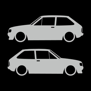 Set van 2 verlaagde auto-silhouetstickers voor Ford Fiesta Mk2 XR2i Light Grey