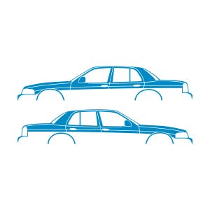 Juego de 2 pegatinas con silueta de coche para Ford Crown Victoria de 2.ª generación Light Blue