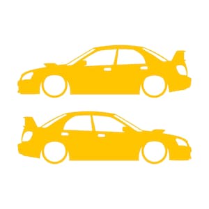 Ensemble de 2 autocollants silhouette de voiture abaissée pour Subaru Impreza WRX 2e génération BLOB EYE Jaune