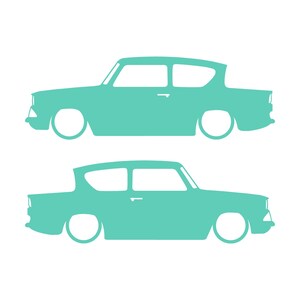 Lot de 2 autocollants silhouette de voiture pour Ford Anglia 105e Mint