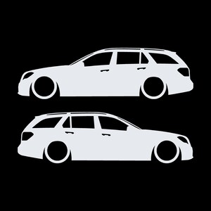 Set Of 2 Car Silhouette Decal Stickers For The Mercedes E-class S212 W212 Wagon White