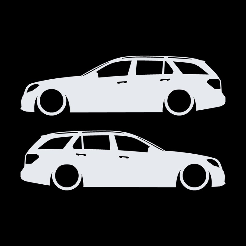 Set Of 2 Car Silhouette Decal Stickers For The Mercedes E-class S212 W212 Wagon White