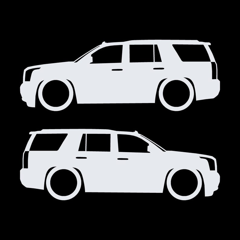 Set med 2 sänkta silhuettdekaler för GMC Yukon 4:e generationens SLT 2015-20 Vit