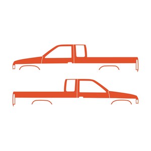 Set Of 2 Truck Silhouette Decal Stickers For Nissan D21 Hardbody King Cab Pickup Orange