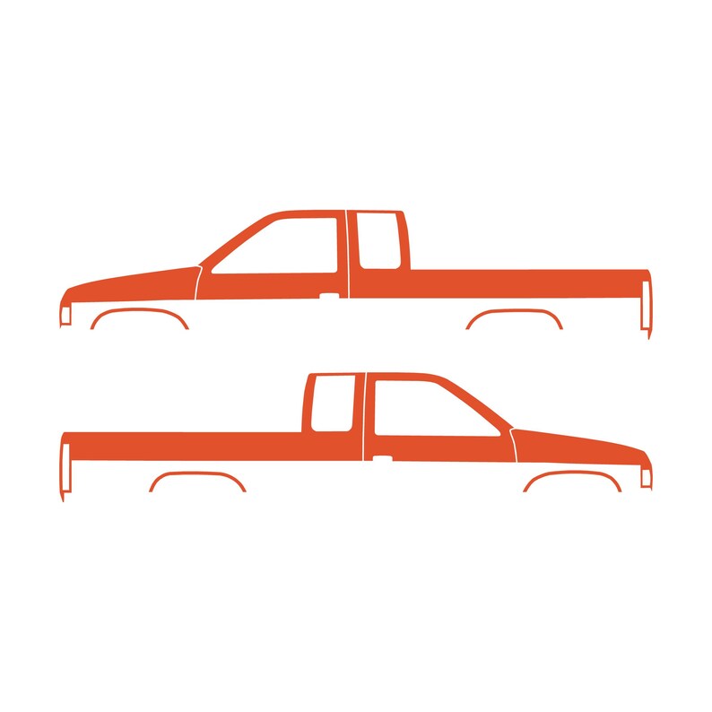 Set Of 2 Truck Silhouette Decal Stickers For Nissan D21 Hardbody King Cab Pickup Orange