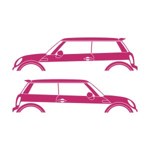 Set Of 2 Car Silhouette Decal Stickers For Mini Cooper S R56 - Mk2 - 2nd Gen Pink
