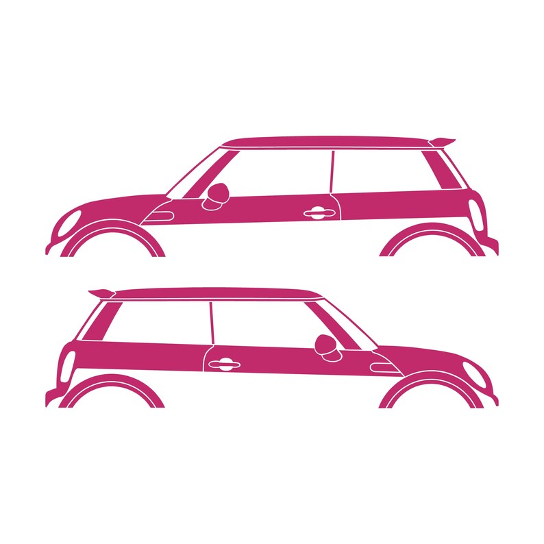 Set Of 2 Car Silhouette Decal Stickers For Mini Cooper S R56 - Mk2 - 2nd Gen Pink