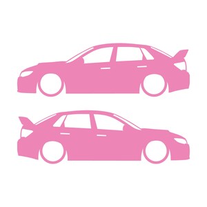 Set mit 2 Auto-Silhouette-Aufklebern für Subaru WRX STI VA 2014 Limousine Soft Pink
