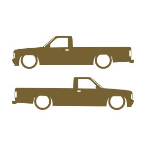 Set med 2 lastbilssilhuettdekaler för Dodge Dakota 1:a generationens single cab pickup Guld