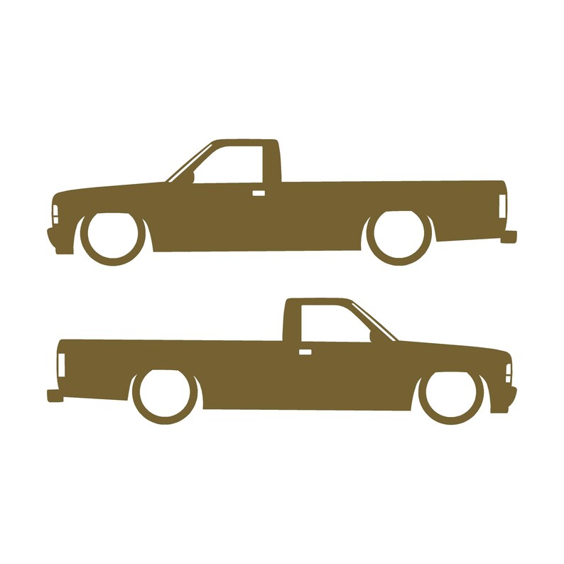 Set med 2 lastbilssilhuettdekaler för Dodge Dakota 1:a generationens single cab pickup Guld