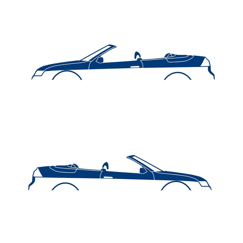 Set Of 2 Car Silhouette Decal Stickers For Saab 9-3 Early Spec 2nd Gen Convertible Blue