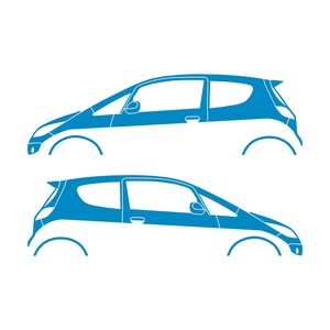 Set Of 2 Car Silhouette Decal Stickers For Mitsubishi Colt CZT Light Blue
