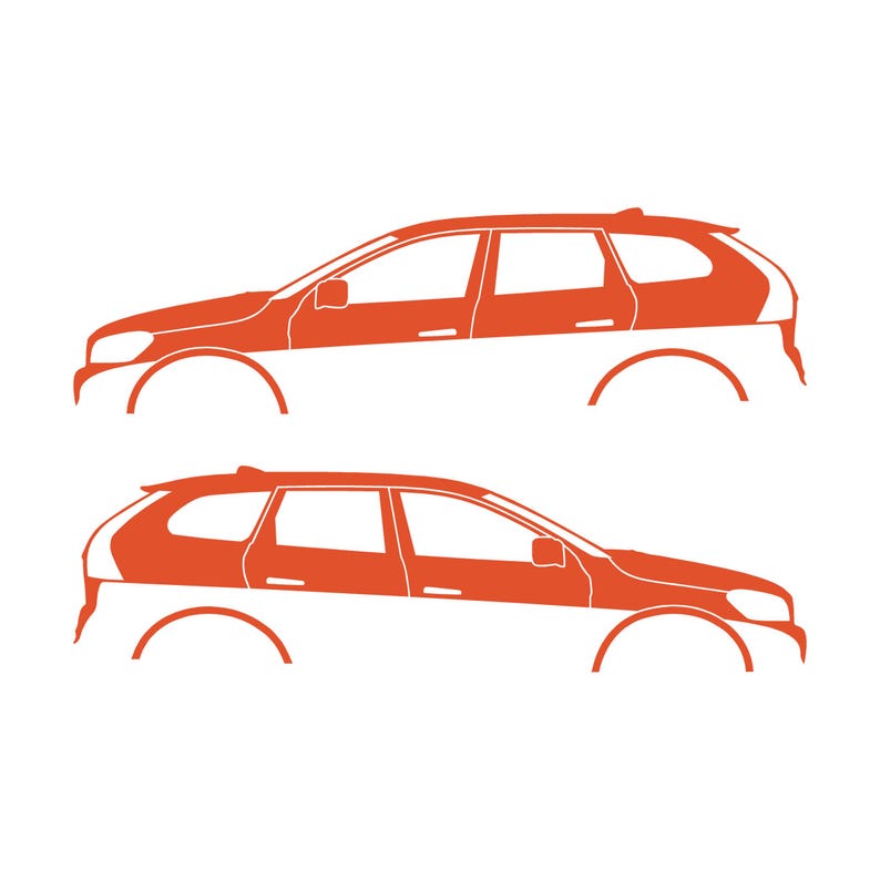 Juego de 2 pegatinas con silueta de coche para Volvo XC60 de primera generación (2009-2017) Naranja