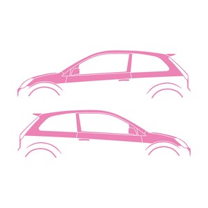 Set Of 2 Car Silhouette Decal Stickers For Ford Fiesta ST Mk6 3-door Hatchback Soft Pink