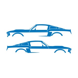 Set van 2 autosilhouet-stickers voor Ford Mustang Shelby GT500 E Sky Blue