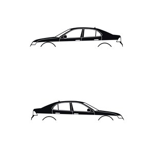 Juego de 2 pegatinas decorativas con silueta de coche rebajado para Saab 9-3 Early Spec 2nd Gen Sedan Negro