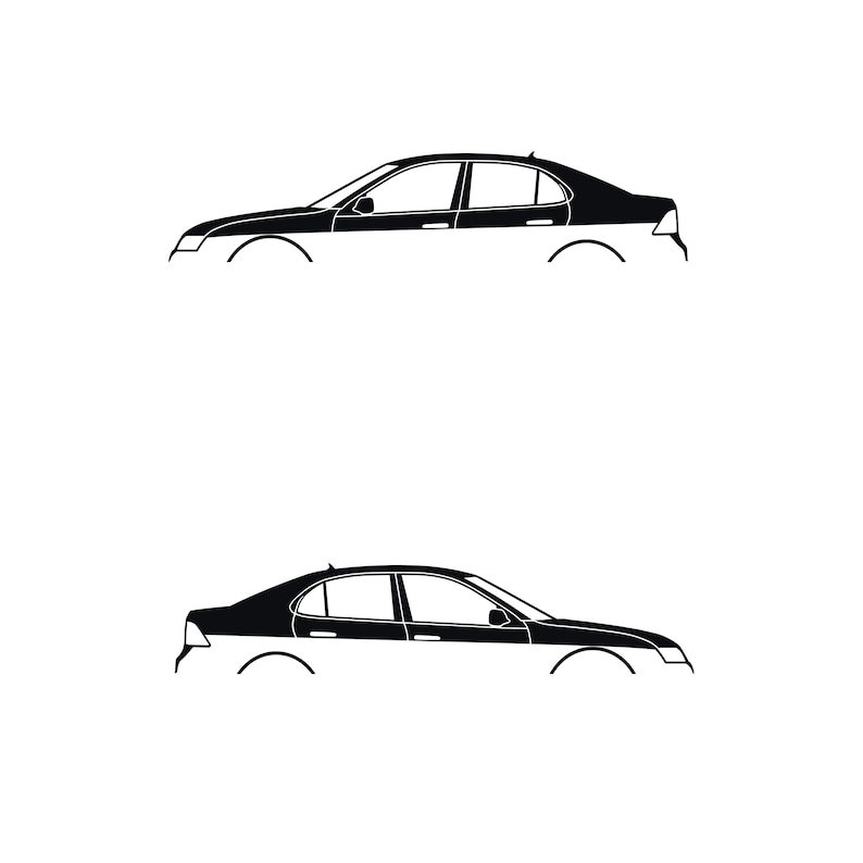 Juego de 2 pegatinas decorativas con silueta de coche rebajado para Saab 9-3 Early Spec 2nd Gen Sedan Negro