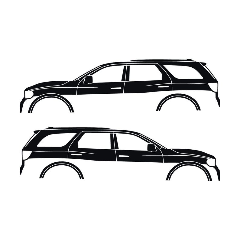 Set Of 2 Car Silhouette Decal Stickers For Dodge Durango 3rd Gen Black