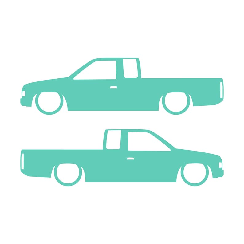 Set Of 2 Lowered Truck Silhouette Decal Stickers For Nissan Hardbody Ext Cab D21 Pickup Mint