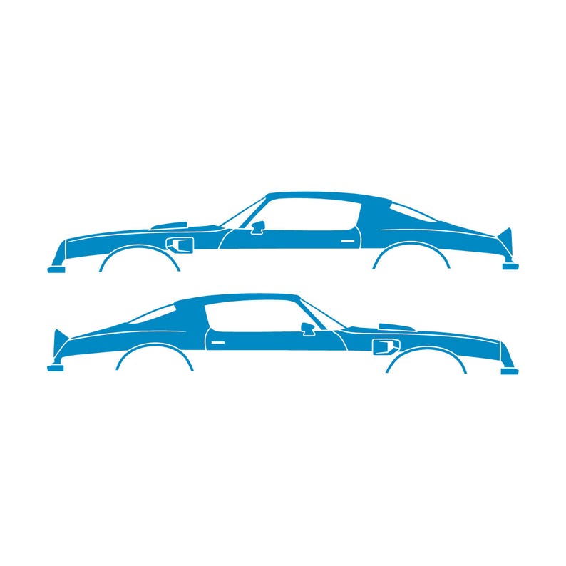 Set Of 2 Car Silhouette Decal Stickers For Pontiac Firebird Trans Am 1974 2nd Gen Light Blue