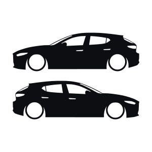 Set mit 2 Aufklebern für tiefergelegte Fahrzeuge für Mazda 3 BP 4. Generation 2019 Schwarz