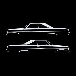 Juego de 2 pegatinas con silueta de coche para Ford Galaxie Coupé de techo rígido de 2 puertas de 1964 Blanco