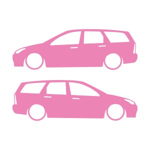 Set Of 2 Car Silhouette Decal Stickers For Ford Cortina Mk1 Estate Wagon Soft Pink