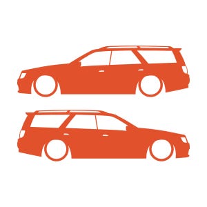 Juego de 2 pegatinas decorativas con silueta de coche rebajado para Nissan Stagea 1996-98 WC34 Zenki Wagon Naranja