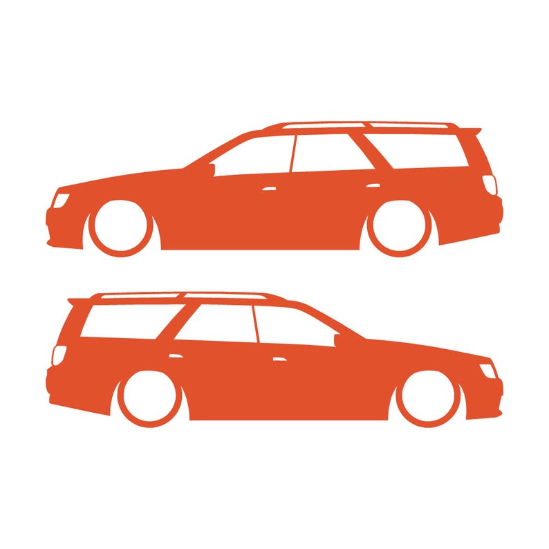 Juego de 2 pegatinas decorativas con silueta de coche rebajado para Nissan Stagea 1996-98 WC34 Zenki Wagon Naranja