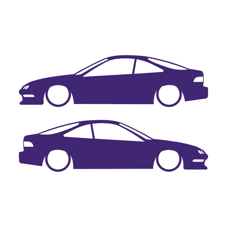 Set mit 2 Aufklebern für tiefergelegte Fahrzeuge für Acura Integra DC2 Coupé der 3. Generation Lila